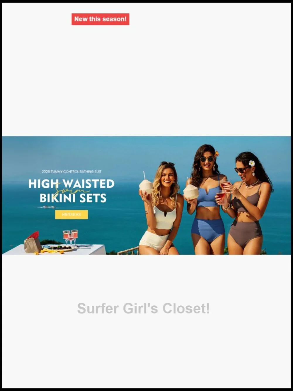 High Waisted Bikini Set - V Wire Two Piece Tummy Control Swimsuits 2026